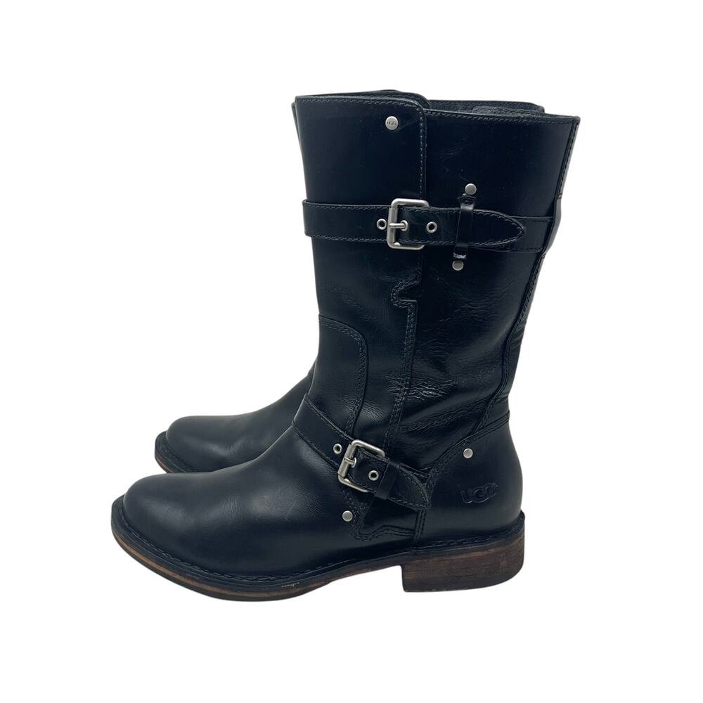 UGG Australia Gillespie Leather Moto Boots -Black - Women's Size 7
